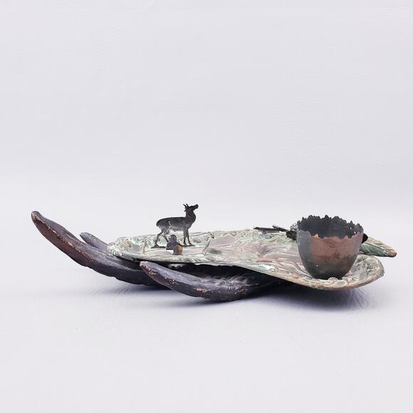 Vintage Copper Inkwell, Metal Inkwell, Outdoor Lovers, Deer Elk Stag Hunter Gift - Picture 4 of 10